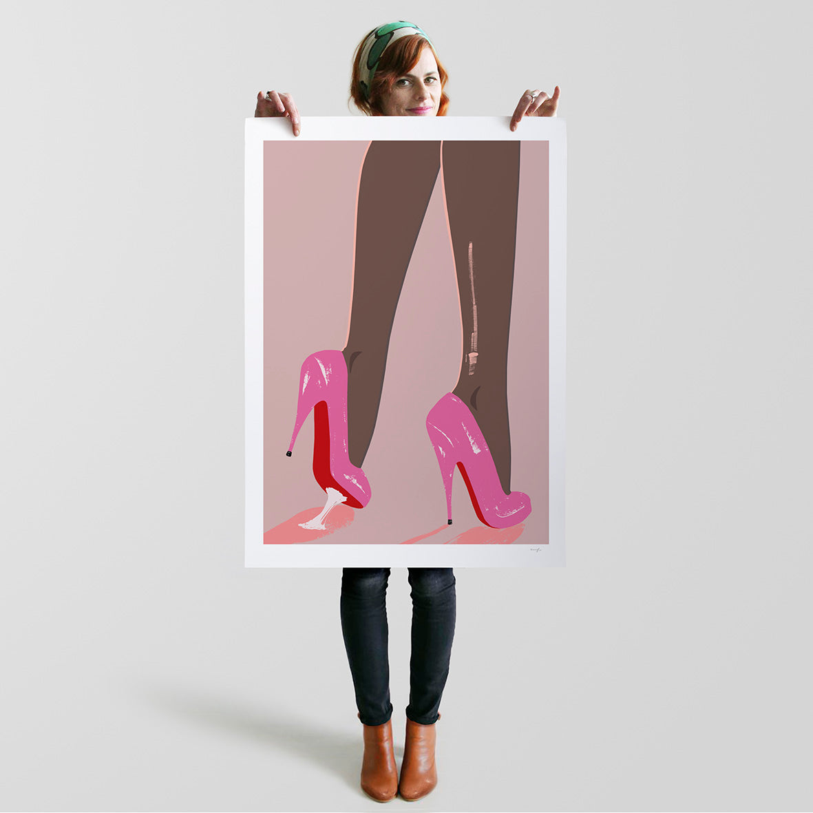 A1 limited edition giclee pop art poster print of pink high heels by Australian female illustrator artist Neryl Walker.