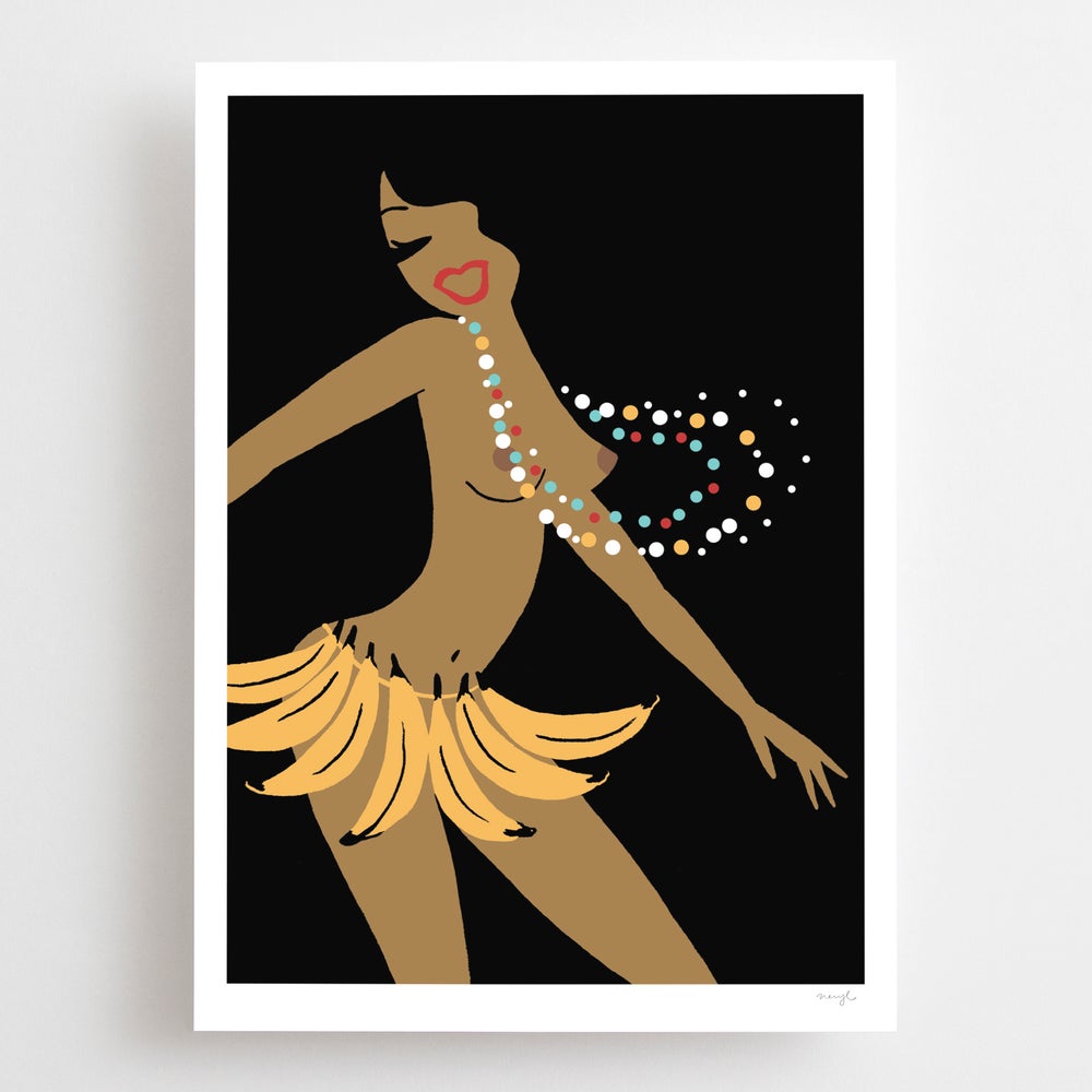 A3, A2 and A1 limited edition giclee art print inspired by dancer and performer Josephine Baker by Australian female artist Neryl Walker.