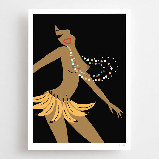 A3, A2 and A1 limited edition giclee art print inspired by dancer and performer Josephine Baker by Australian female artist Neryl Walker. 