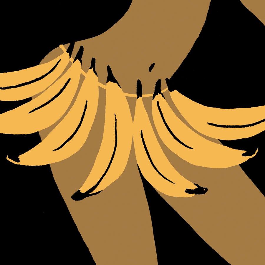 A3, A2 and A1 limited edition giclee art print inspired by dancer and performer Josephine Baker by Australian female artist Neryl Walker. Banana skirt