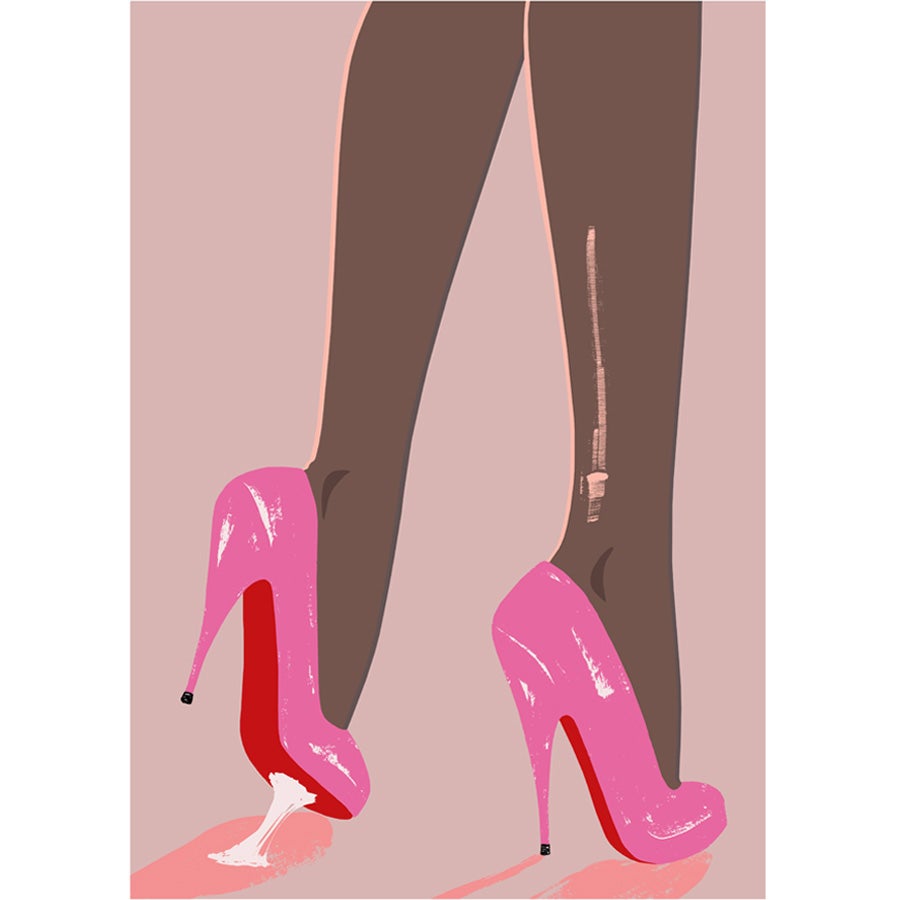 A#, A2 and A1 limited edition giclee pop art print of pink high heels by Australian female illustrator artist Neryl Walker.
