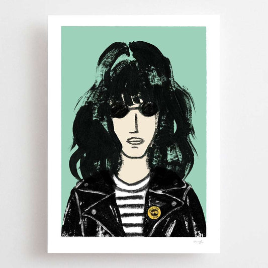 A4 and A3 limited edition giclee pop art print featuring Joey Ramone from The Ramones by Australian female artist Neryl Walker. Wall art 