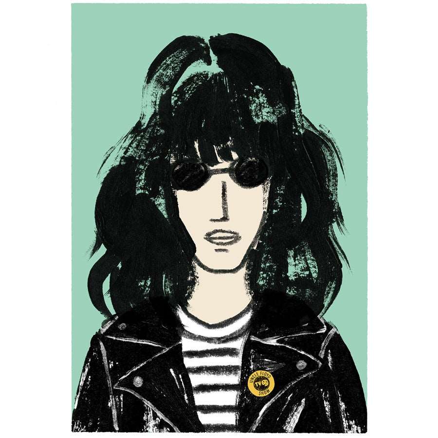 A4 and A3 limited edition giclee pop art print featuring Joey Ramone from The Ramones by Australian female artist Neryl Walker. Wall art