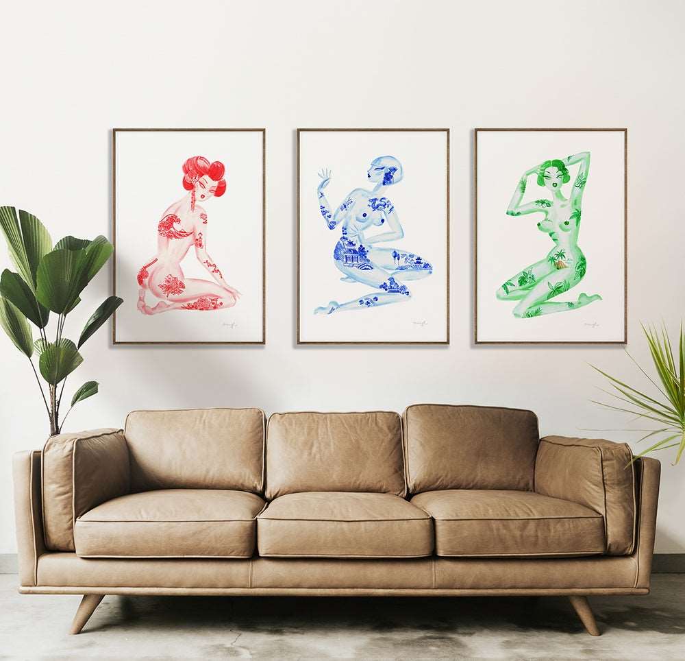 Framed limited edition giclee art poster prints by Australian female artist Neryl Walker