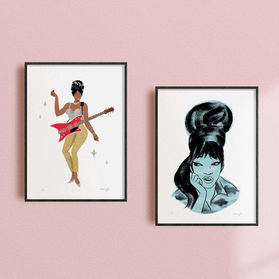 Framed wall art The Duchess and Ronnie Spector by Neryl Walker.