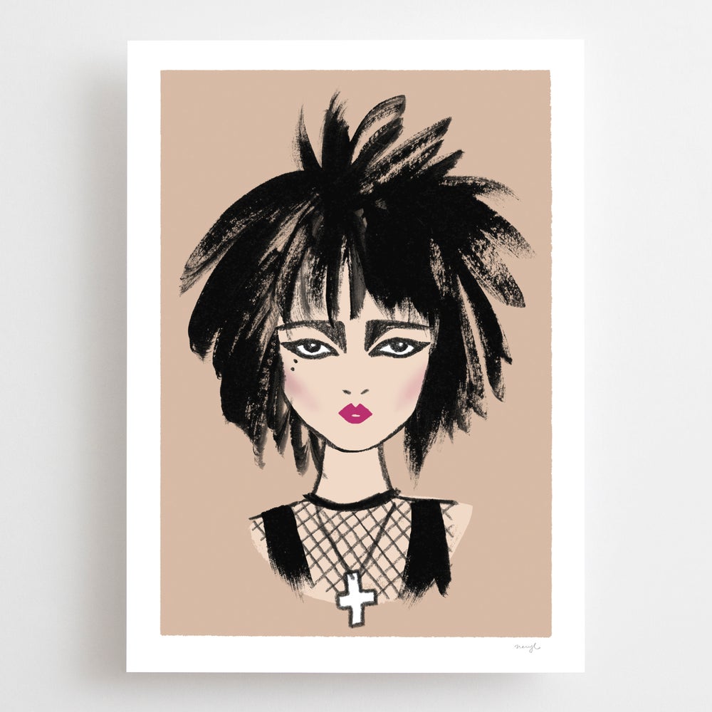 A4 and A3 limited edition giclee pop art print featuring Siouxsie Sioux of Siouxsie Sioux and the Banshees by Australian female artist Neryl Walker. 